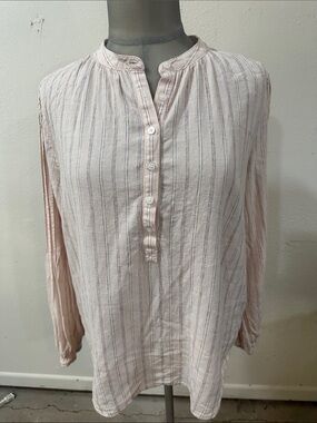 Treasure & Bond Pale Pink Striped Button-Front Tunic